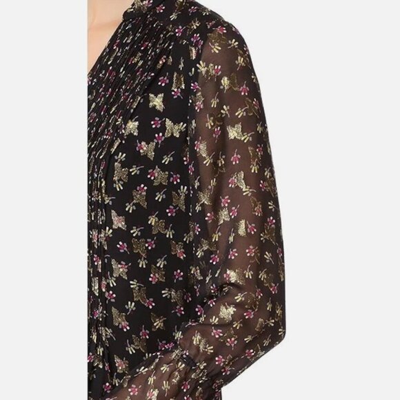 Diane Von Furstenburg DVF Kourtni Silk Blend Dress Metallic Button-Down Size 0 - Picture 6 of 15